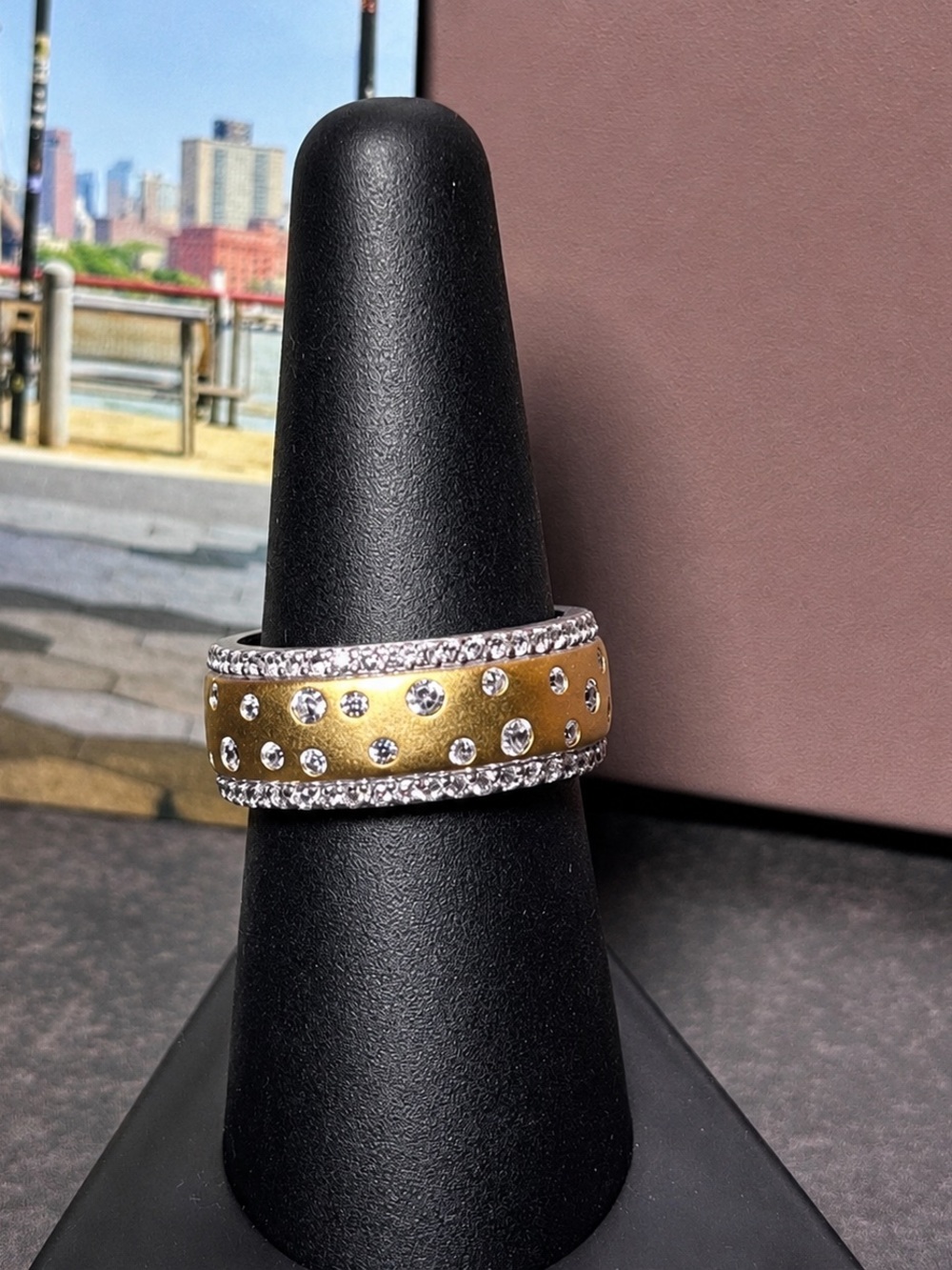 Freida Rothman Gold Bezel Eternity Ring - Picture 1 of 3
